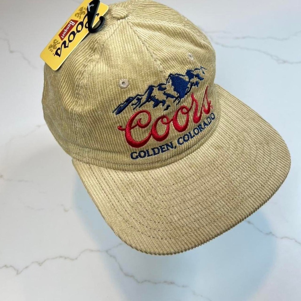 Coors Banquet Corduroy Hat Mens Tan Embroidered Snapback Cap